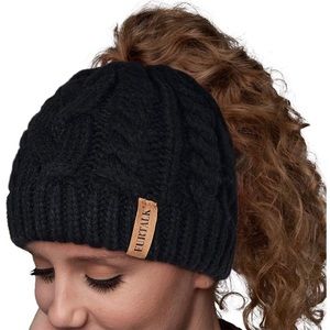 Messy Bun Ponytail Beanie Winter Knit Hat NEW!
